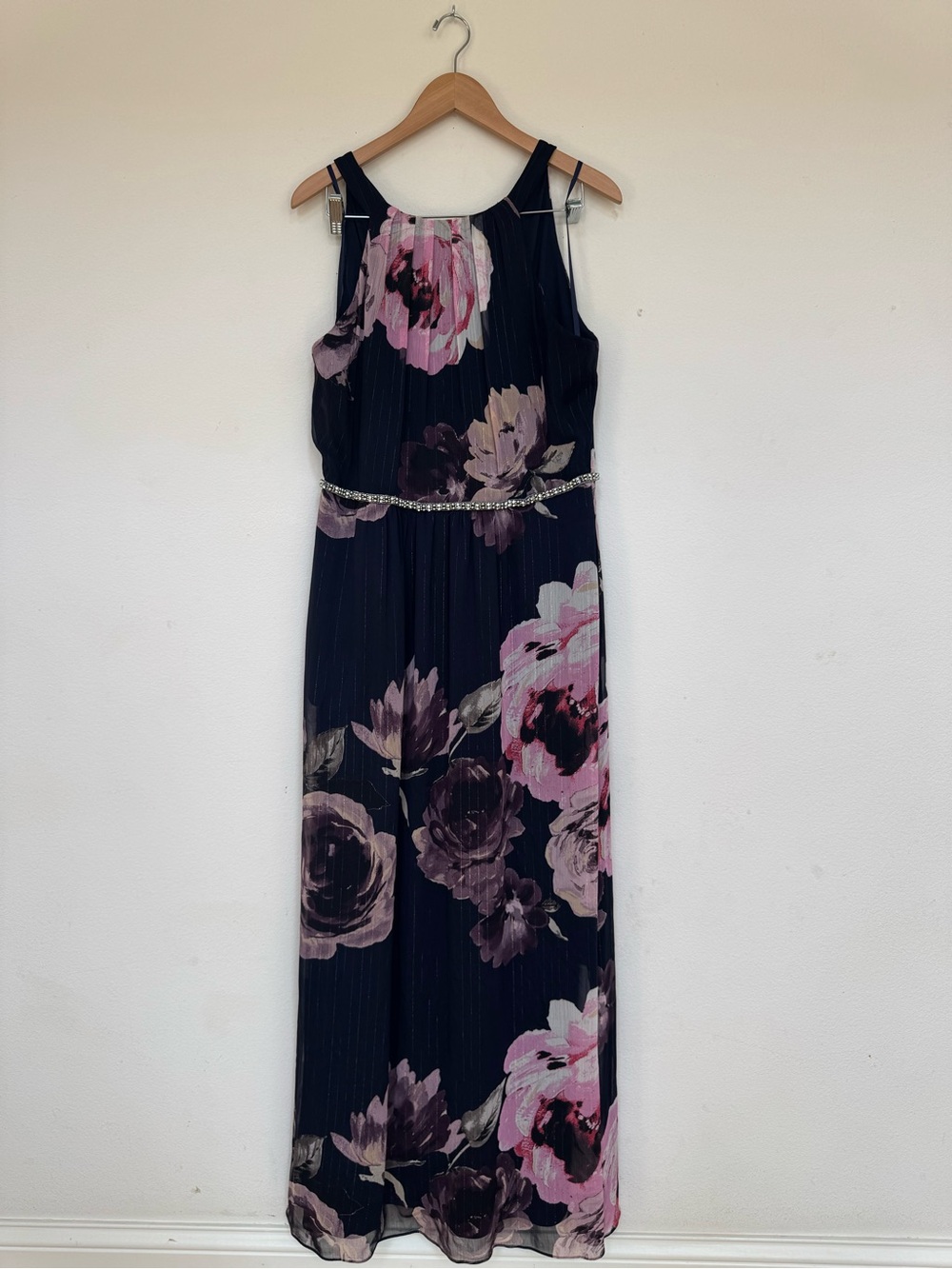 SLNY Floral Halter Maxi Dress - Size 16
